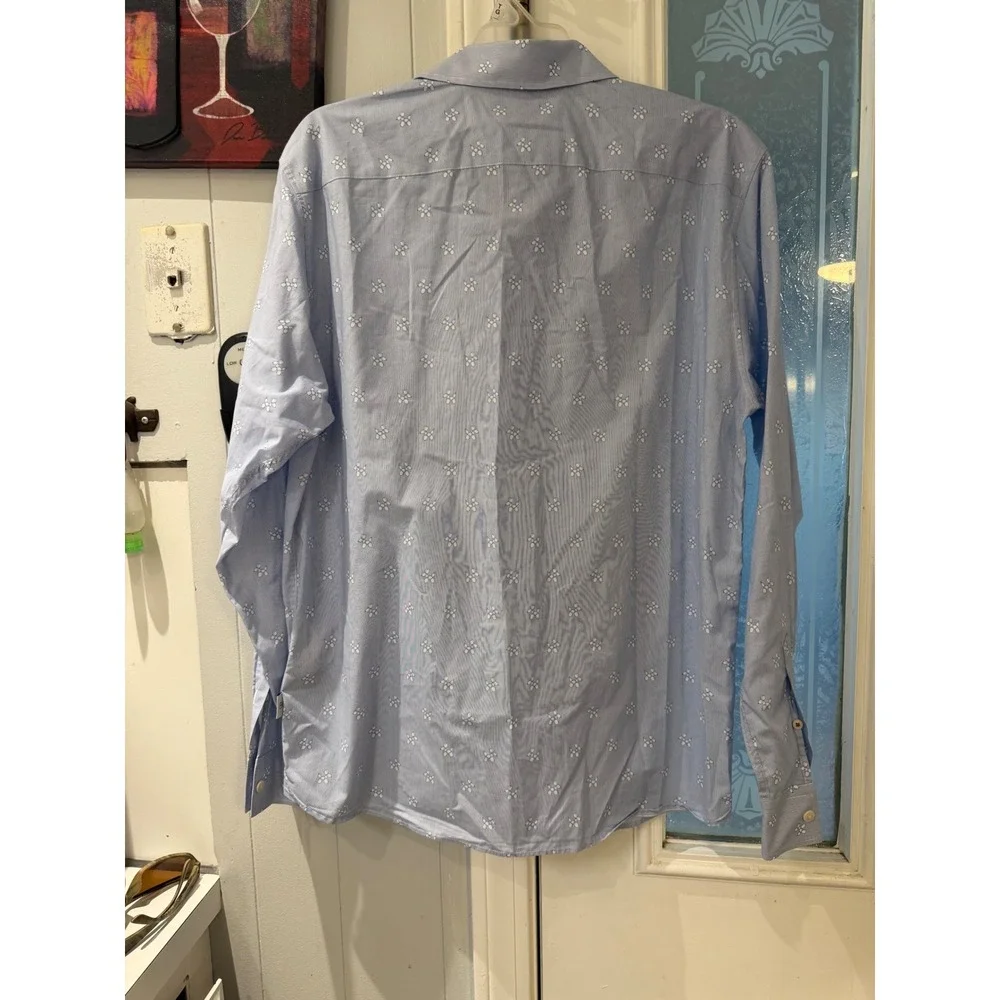 Ted Baker London Mens Balloon Dog Print Striped Button Down Shirt Blue Size 3